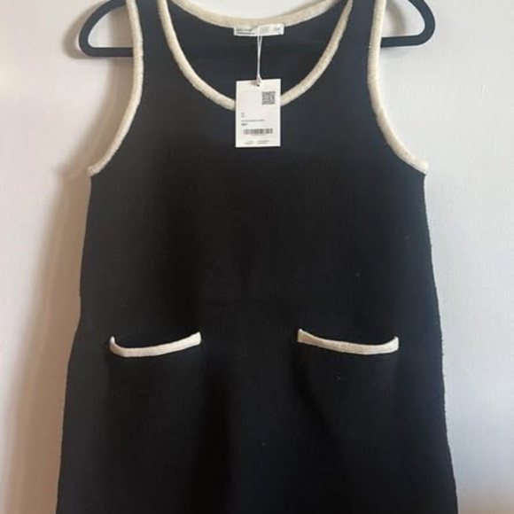 OAK + FORT Contrast Trim Sleeveless Knit Mini Dress NWT - Picture 4 of 6